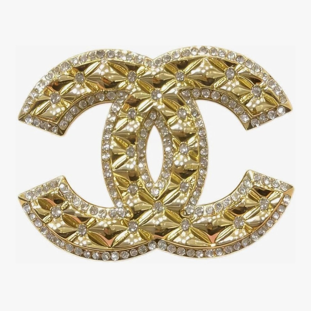 Gold and Silver Women's Brooch with adorned CC Letters - NEW